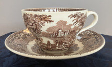 Vintage Masons England Ironstone China Brown & White Jumbo Tea Cup & Saucer