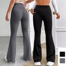Women High Waist Yoga Flare Pants Bootcut Wide Leg Leggings Fitness Trousers Gym