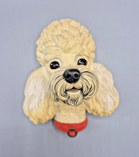 1968 Bossons 3D Chalkware Dog Head Wall Plaque White Poodle Boxed
