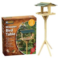 Traditional Wooden Bird Table Green roofed Free Standing Bird Feeding Station