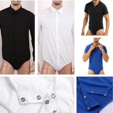 Men One Piece Shirt Tops Bodysuit Long Sleeves Leotard Casual Leotard Underwear