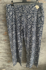 TU ladies blue mix linen blend trousers size 18 BNWT