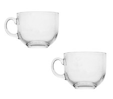 2pcs 15oz Plain Clear Glass Coffee Mug Hot Latte Cappuccino Tea Drinking Cup