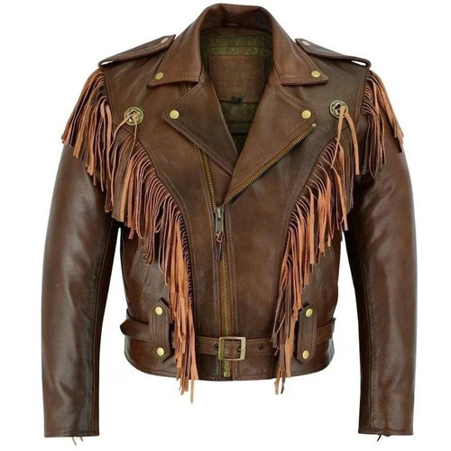 Men brown western fringe - men's,