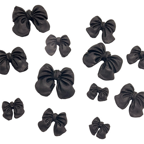 15pcs black bows edible sugar - black,