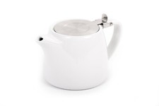 Stackable White Ceramic Teapot