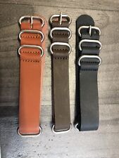 Leather Watch Strap Band G10 Zulu Military Diving Leather Strap 18mm 20mm 22mm 