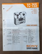 Sony TC-755 Reel to Reel Preliminary Service Manual *Original* #1