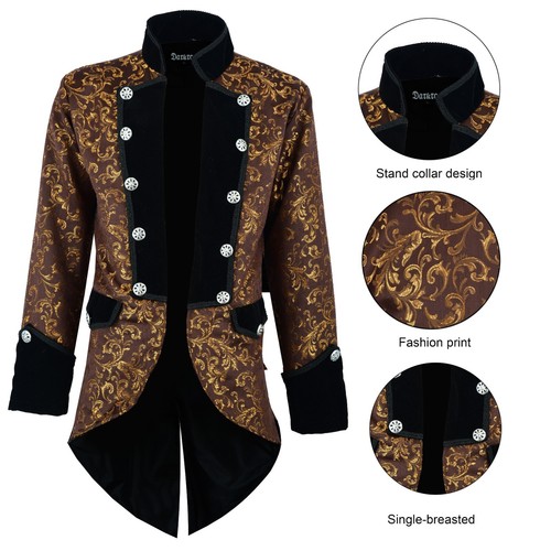 Mens tail coat jacket gold - mens,