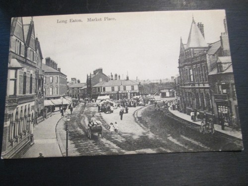 Postcard long eaton market - long,