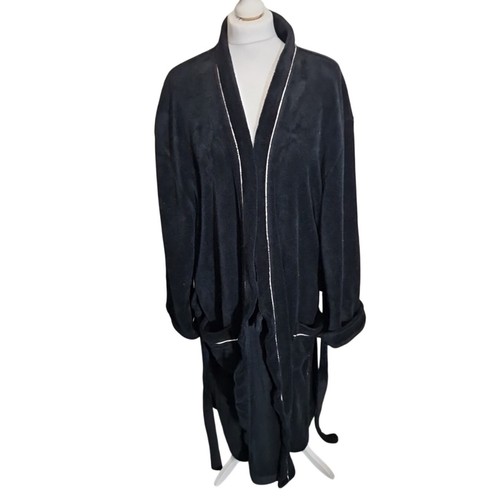 Black fleece dressing gown - black,