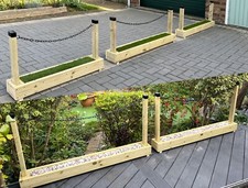 Chain Barrier Divider Border Fence For Driveway & Gardens - Decking Wooden