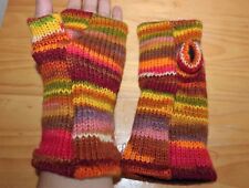 HAND-KNITTED Woollen Gloves Fleece Lined Mitten Wrist Warmer Ski Wool Glove 