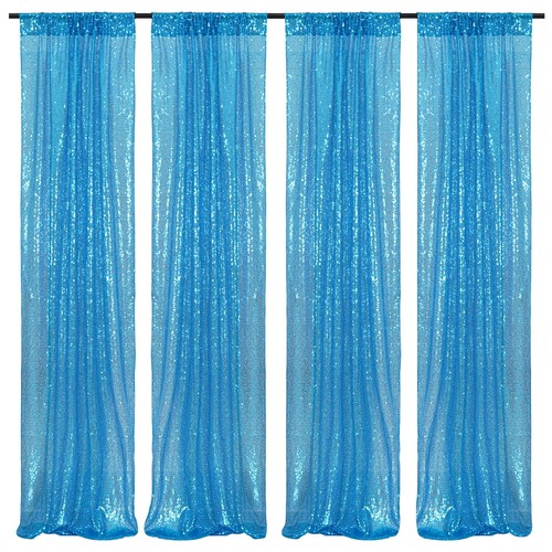 4pcs turquoise sequin backdrop - turquoise,