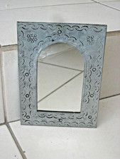 MEXICAN TIN MIRROR  Folk Art FLORAL FRAME Wall Decor Handmade 7.5 x5.5"