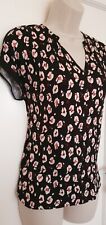 Womens NEXT Black Animal Print Boxy T Shirt Ladies Work Blouse Tee Top Size