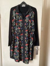 Lady’s Oasis Black Long Sleeve Dress With Floral Pattern & Tie Waist Size XXL