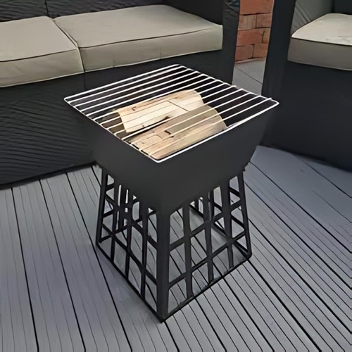Portable square fire pit bbq - square,