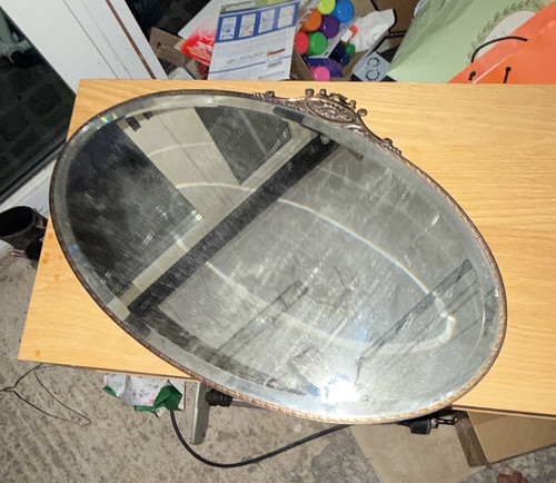Oval gold framed wall mirror - oval,