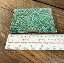 VINTAGE BRASS AND ENAMEL  Vanderbilt POWDER COMPACT  SHAGREEN Art Deco CASE