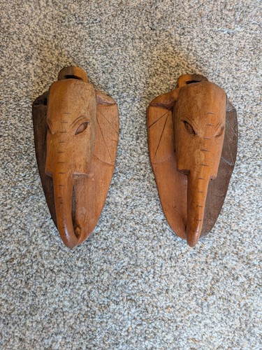 Pair vintage hand carved - pair, of