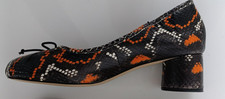 ZARA Snake Embossed Print Pumps Block Heel Orange Black Ballet Style Shoes UK 5
