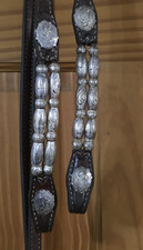 Vintage Blue Ribbon Western Show Reins Ferrules Conchos 80" Split Leather Tack