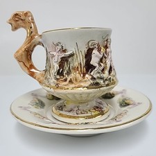 Antique R. Capodimonte Cherub & Serpent Demitasse Espresso Cup & Saucer Italy