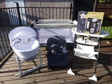 baby bundle, Moses basket, travel cot, baby relaxer  high chair, prep machine
