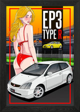 Honda Civic Type R EP3 Framed Wall Art Poster Canvas Print Picture