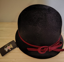 Black Cloche Hat, 1920s-Style