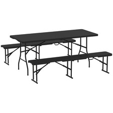 Folding Picnic Table Set Black