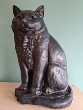 Vintage Large Black Cat Cast Iron Door Stop