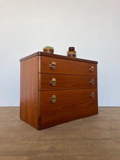 Vintage Mid-Century Teak Stag 3 Drawer Chest | Retro Bedroom Storage Cabinet