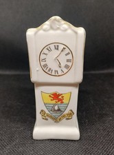 Antique Matching Crest Crested Ware China Rhyl Wales Grandfather Clock With Moto