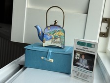 Collectable Trade Plus Aid Miniature Enamelled Copper Teapot with seaside scene