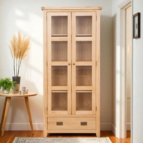 Oak display cabinet solid - oak,