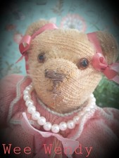 Tiny Antique, Vintage Teddy Bear ?Wee Wendy ?1940s Wood Wool, 8 Inches
