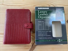 DAY RUNNER ORGANISER-RED IGUANA EMBOSSED LEATHER-FILOFAX POCKET SIZE-NEW BOXED