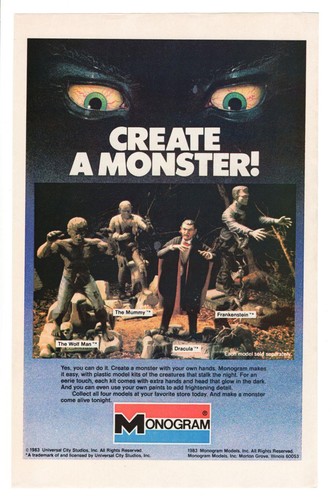 1983 universal monsters print - universal,