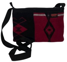 Vintage Elmer Thompson Crossbody Bag Navajo Handmade Native Wool Red Black Purse