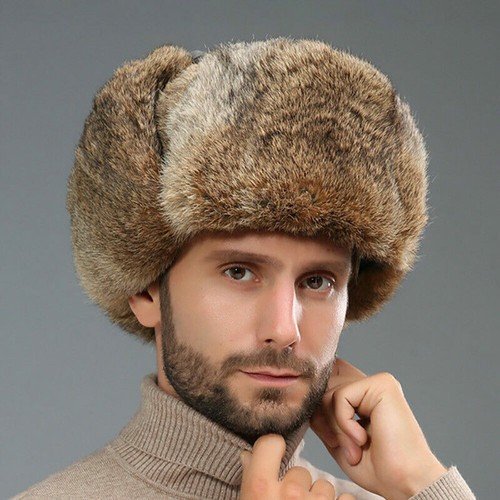 Mens rabbit fur hat - hat, ushanka