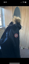 Canada Goose Blue ladies parka coat size sp 8 used coyote fur trim