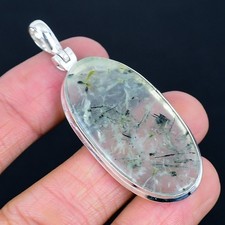 Prehnite Gemstone Handmade Antique Design Pendant Jewelry Gift 2.45"