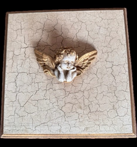 Vintage gold toned cherub - gold-toned,