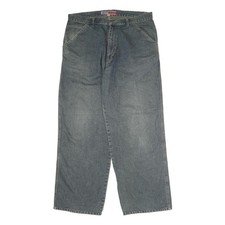 OMM Mens Regular Fit Blue Denim Jeans W38 L31 Casual Zip Cotton Classic