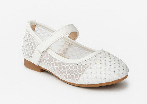 Girls ivory mesh mary - ivory,