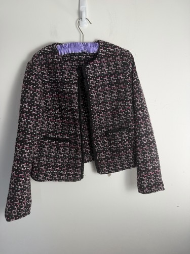 Black pink bouclé tweed - pink,