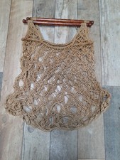 TRUE VINTAGE STRING  SHOPPING BAG WITH WOODEN HANDLES