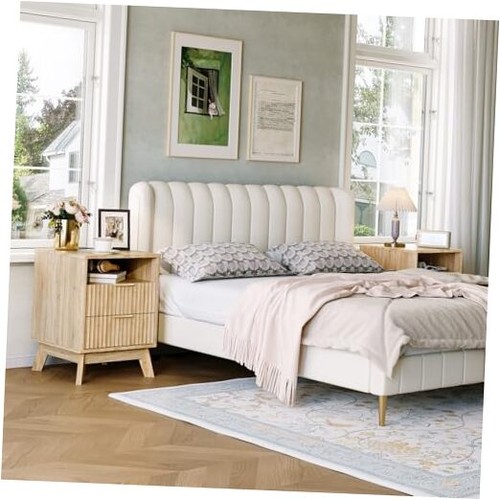 Wave fluted bedside table with - wave,